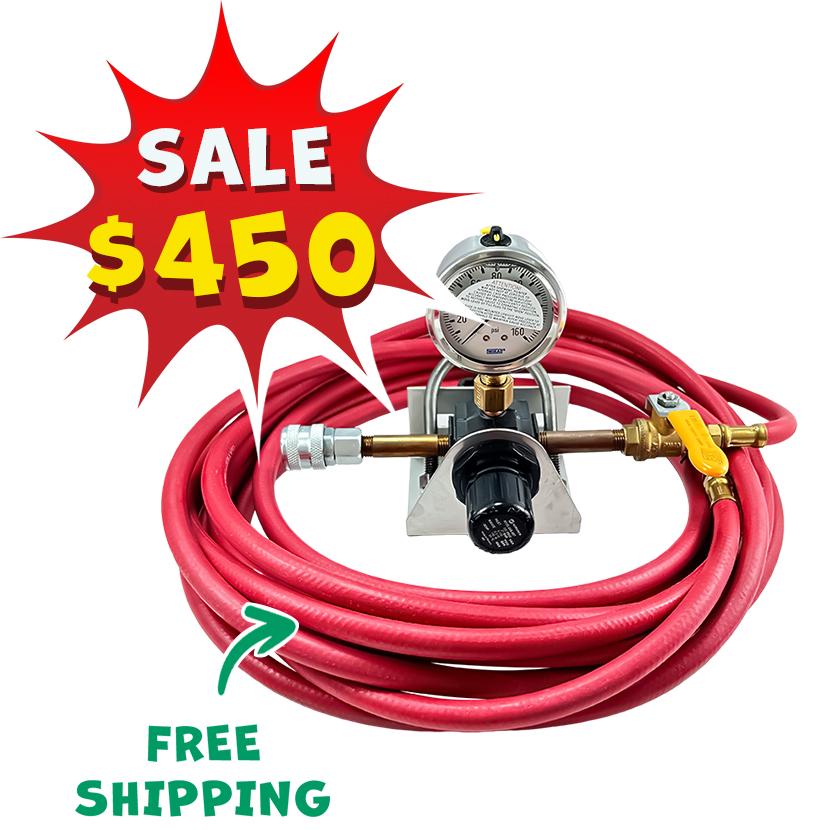 AA Mountable Tire Inflator w/ Adj Regulator, 25 ft Hose, 0-160 PSI - 40-148