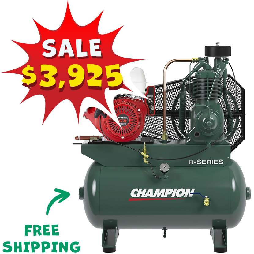Champion 30 Gal HGR7 R Series Air Compressor, Honda 13 HP Horz