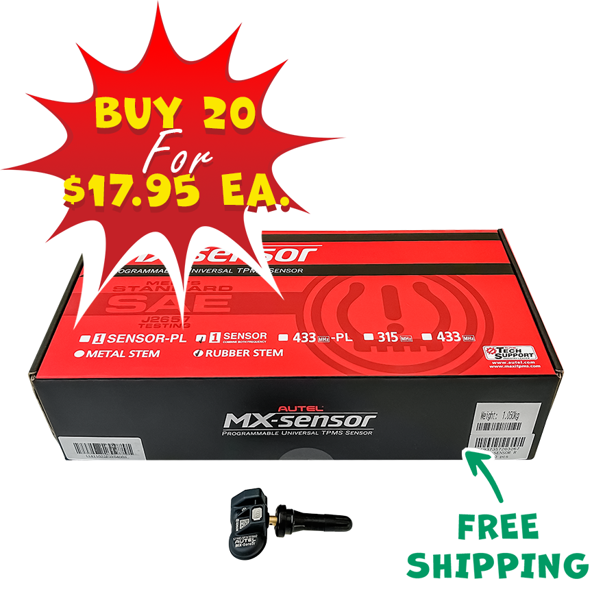 Autel MX-Sensor TPMS Sensor Bulk Box, Rubber Stem (Box of 20) - 1-SENSOR-R
